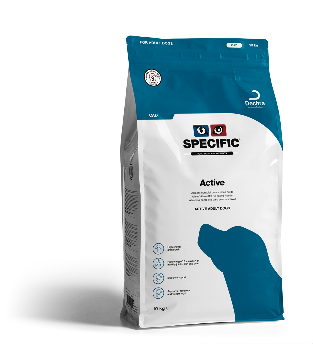 Saco de 10 kg de pienso "SPECIFIC Active" para perros adultos.