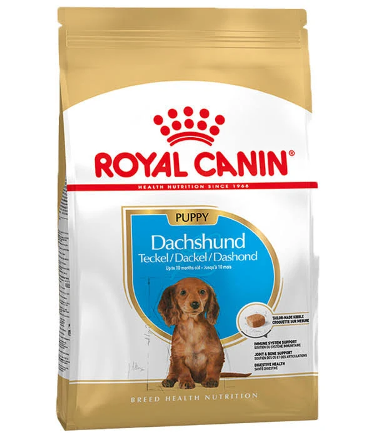 Pienso Royal Canin para cachorros Dachshund con imagen de un cachorro.