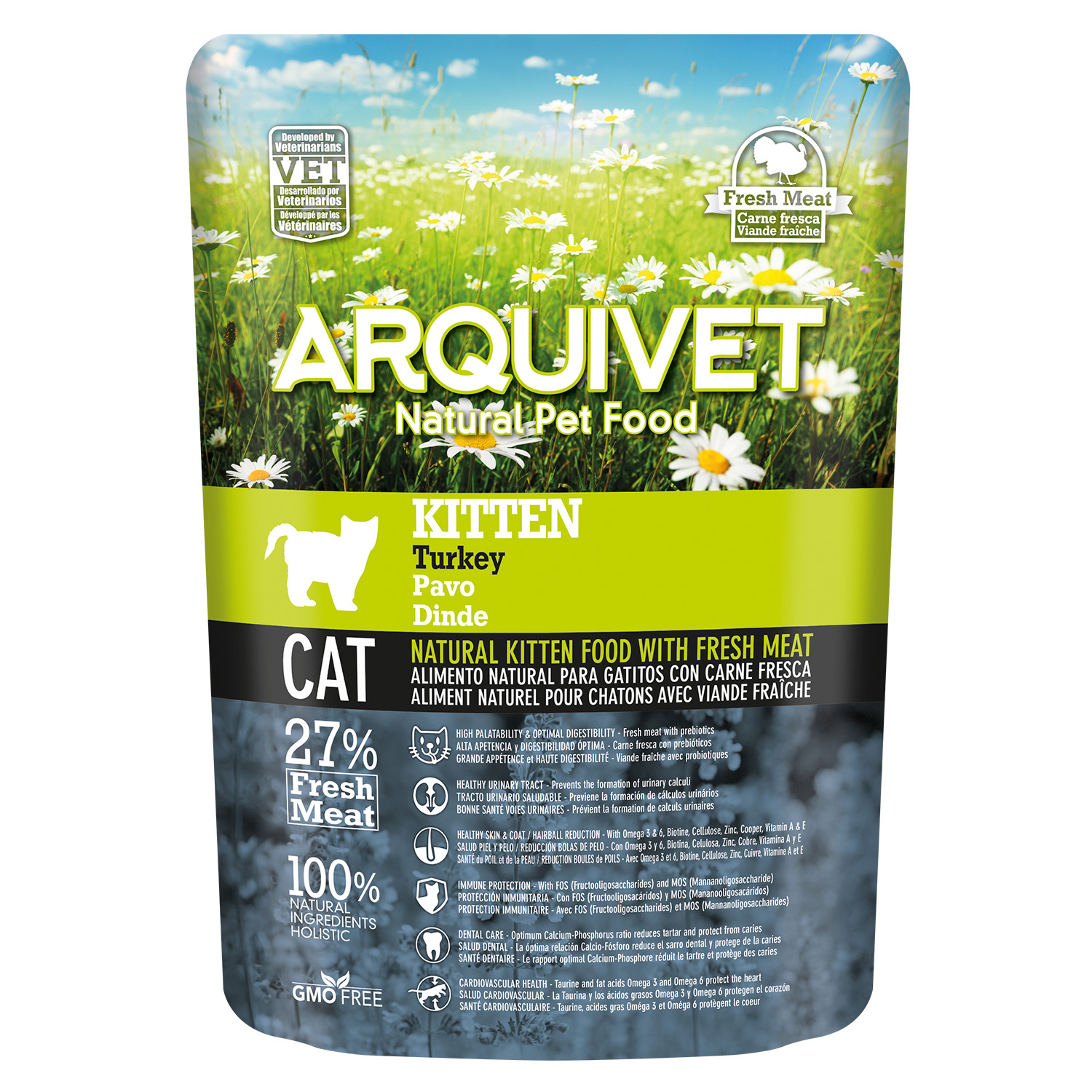 Arquivet Comida para Gatos: Pienso natural para gatitos con pavo fresco.