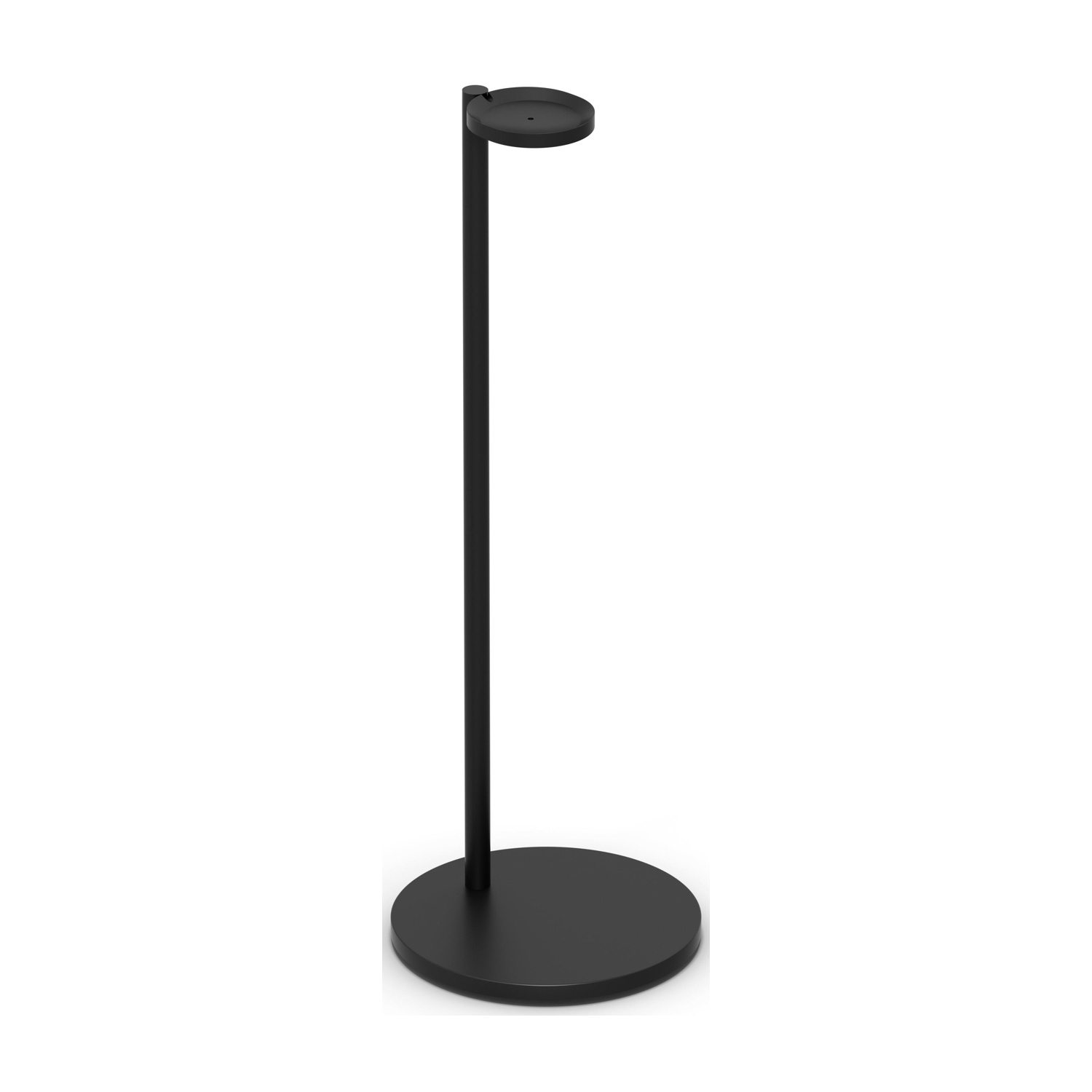 Un'elegante base nera con base rotonda e supporto superiore.