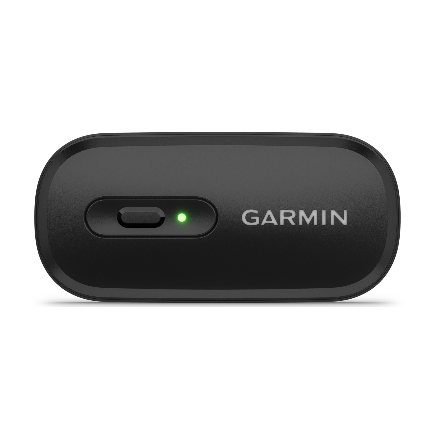 Schwarzes Garmin-Gerät mit grünem Lämpchen und Taste.