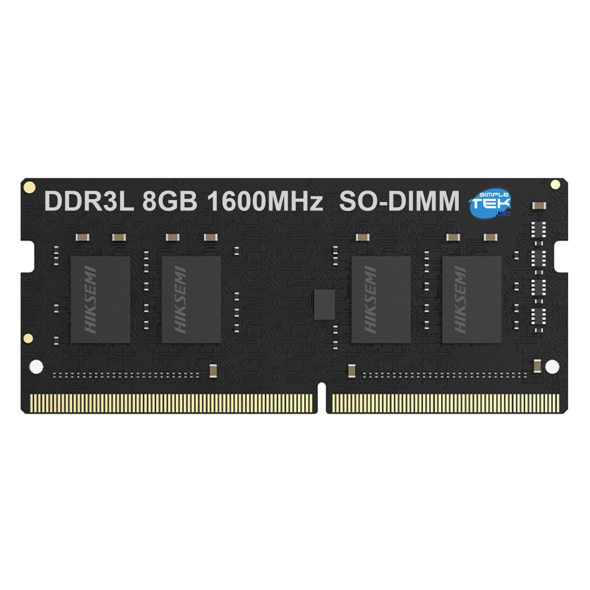 Ein schwarzes DDR3L 8GB 1600MHz SO-DIMM RAM-Modul mit HIKSEMI Chips.