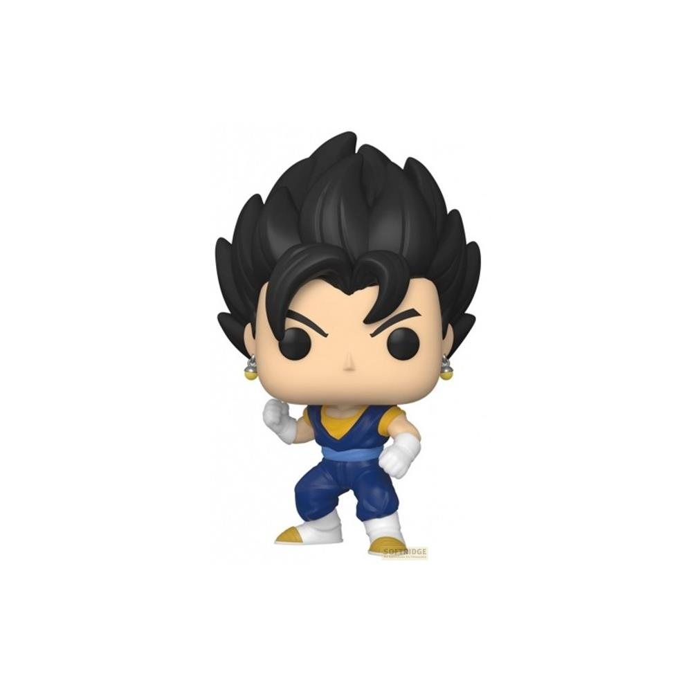 Action figure Funko Pop di Vegito, con capelli neri, abito blu e accenti gialli.