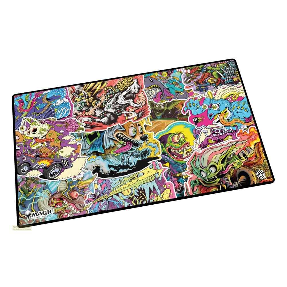 Colorato collage di Magic the Gathering con mostri e scheletri.