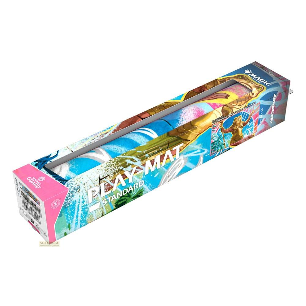 Verpackung einer Spielmatte mit Magic-The-Gathering-Motiv und einem Ritter.