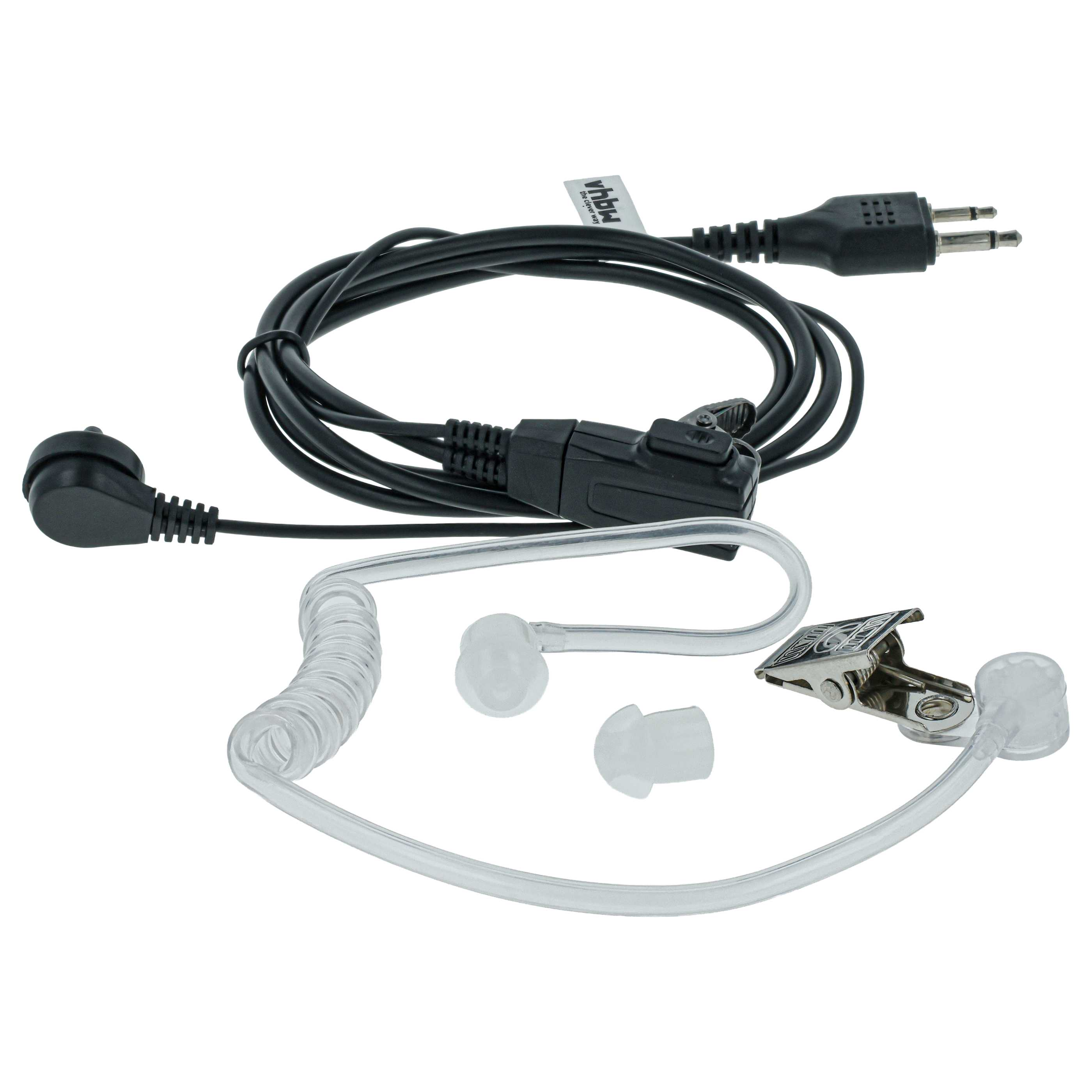 Ein schwarzes Headset mit zwei Steckern und einem durchsichtigen Schlauch.