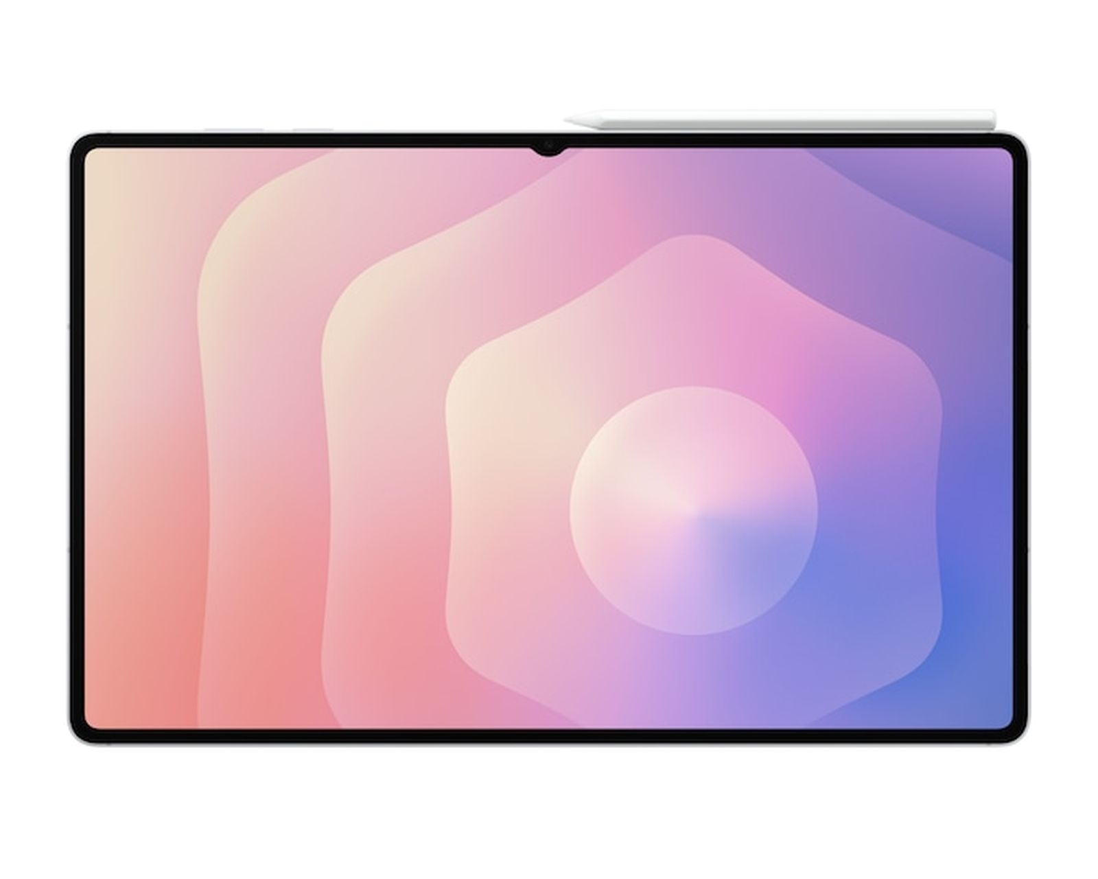 Ein Tablet mit einem Farbverlauf-Hintergrund und einem Stift oben.