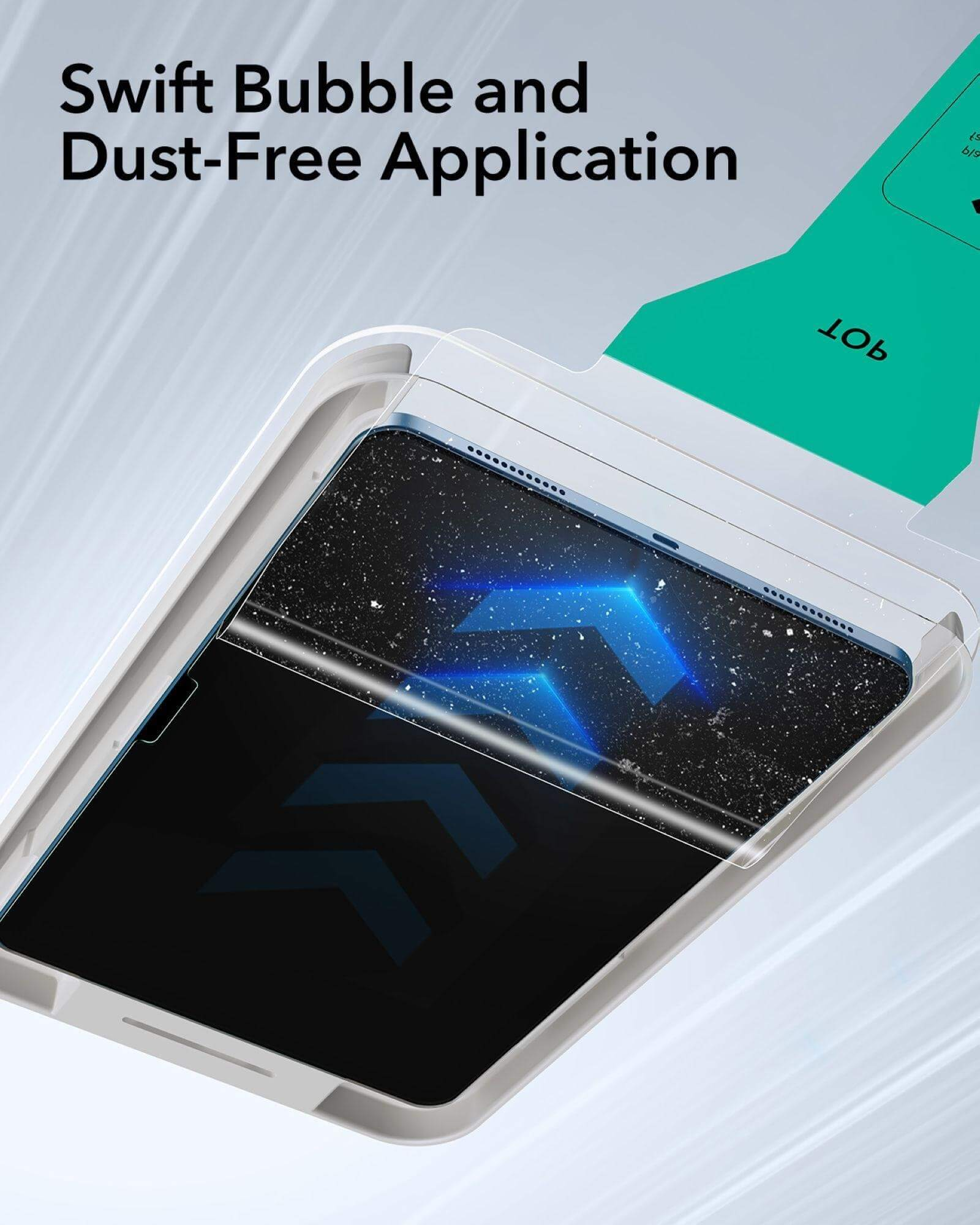 Guida all'installazione della protezione schermo con tablet e strumento.
