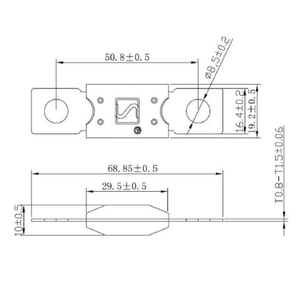Rysunek techniczny elementu z wymiarami i tolerancjami.
