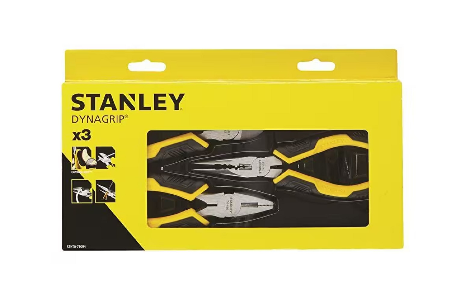 Stanley Dynagrip pense 3'lü paket, sarı ambalajda sunulmuştur.