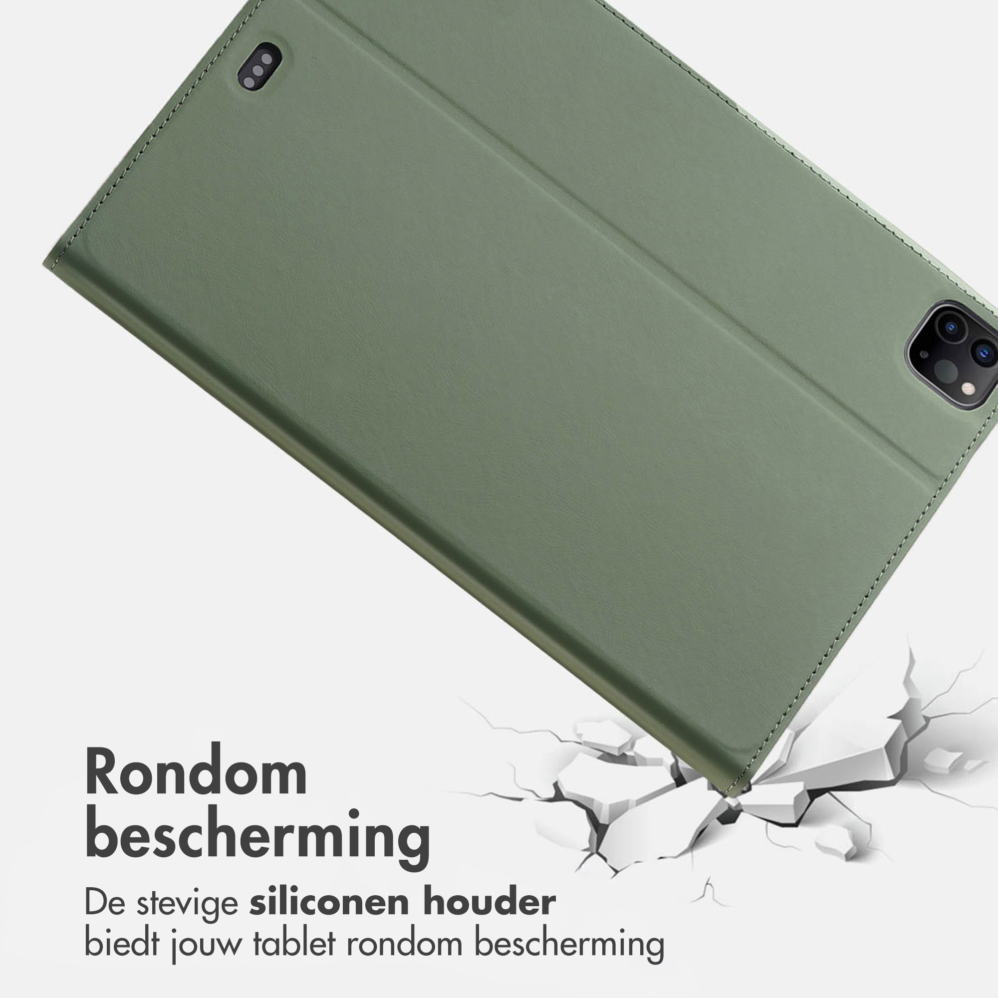 Green tablet case on cracked ground
