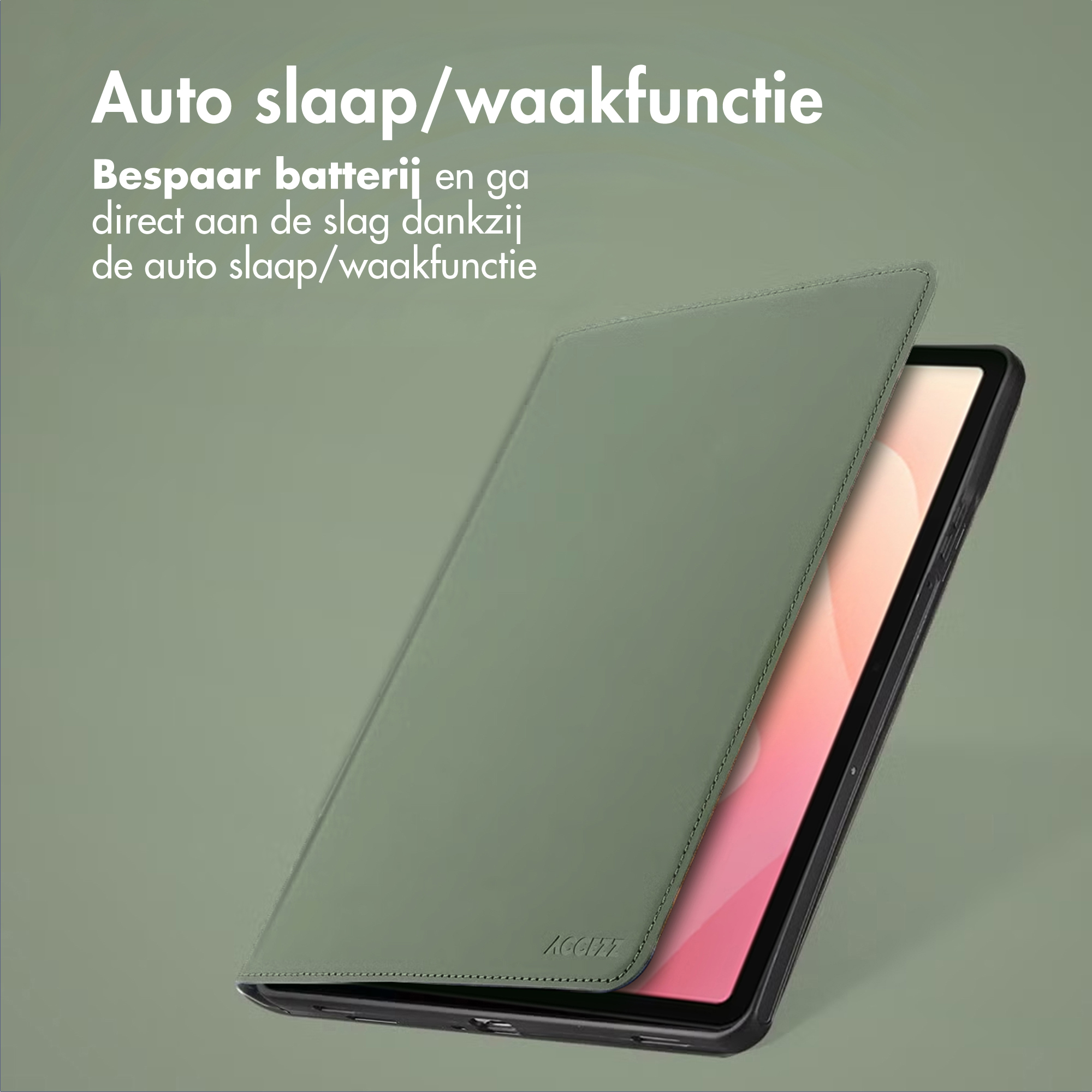 A green tablet case with auto sleep/wake function.