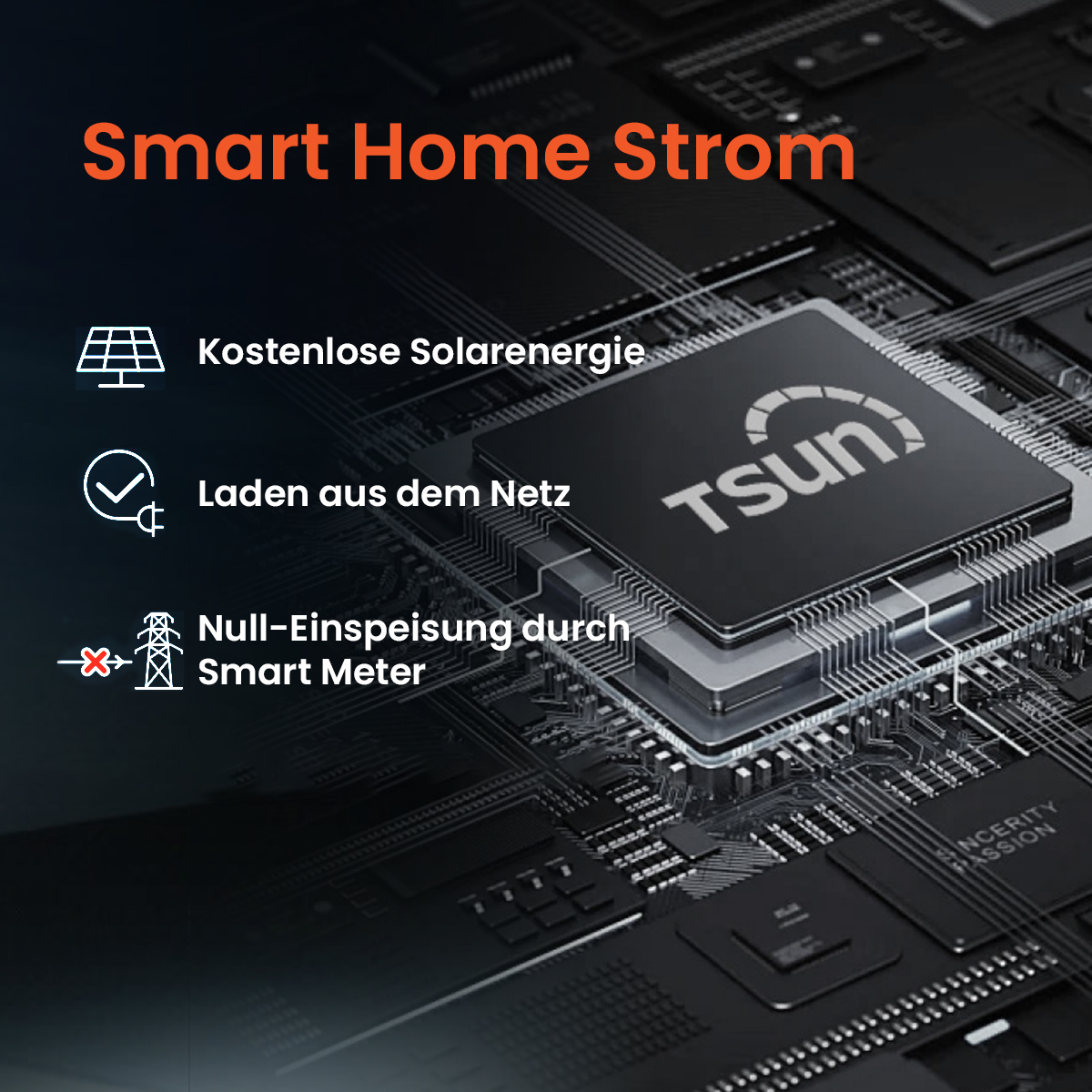 Smart Home Strom mit Solar, Netzladung und Smart Meter.
