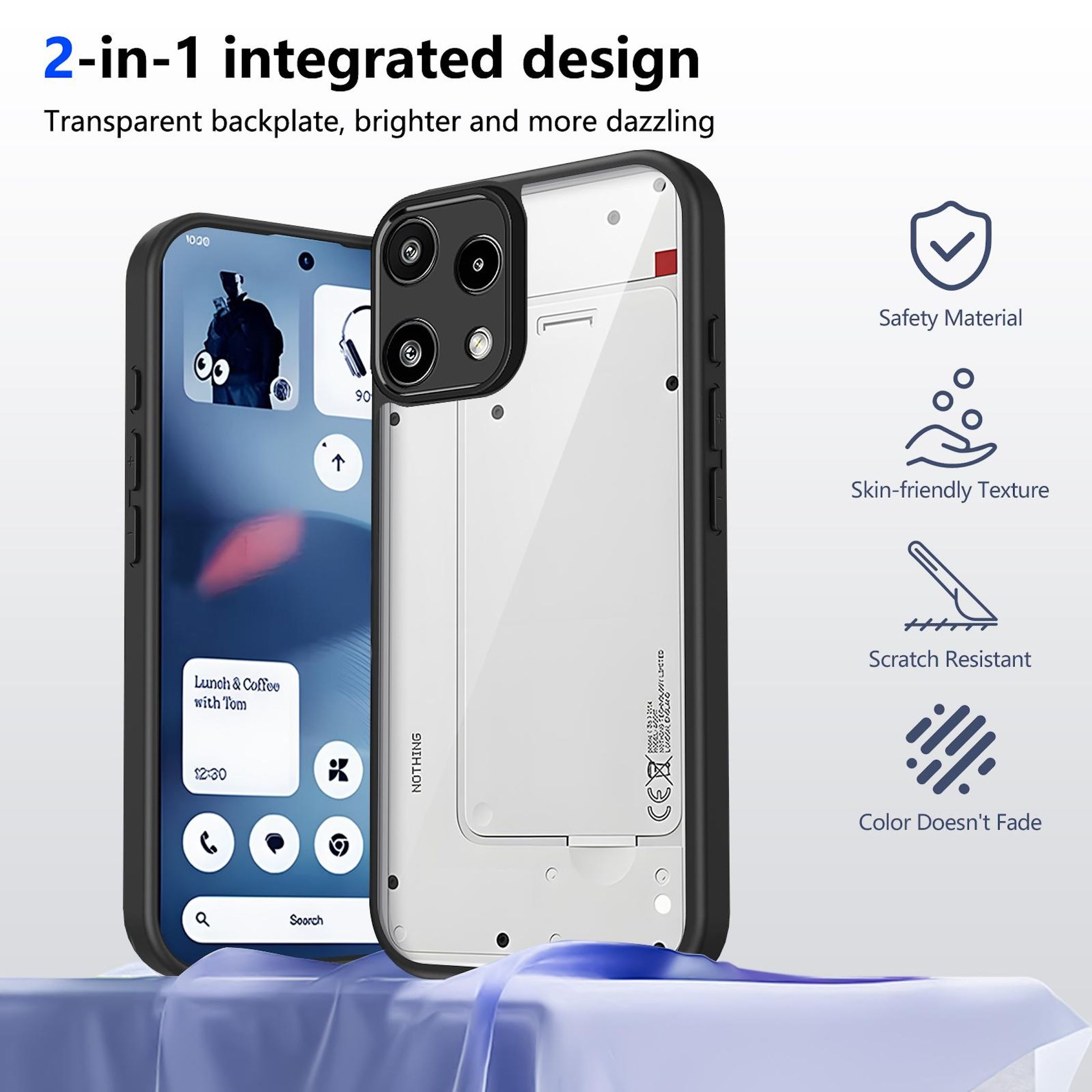 Ein Smartphone mit durchsichtiger Rückseite und ein zweites Transparent-Telefon nebeneinander.
