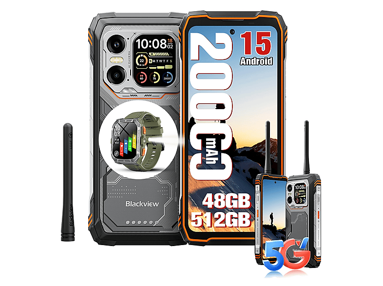 BLACKVIEW XPLORE 1 Walkie Talkie 5G Mit Smartwatch 512 GB Orange Dual SIM