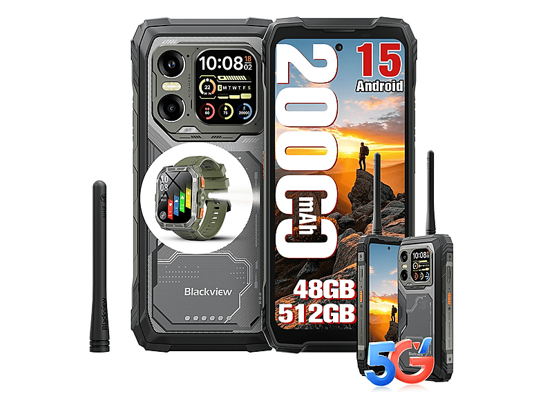 BLACKVIEW XPLORE 1 Walkie Talkie 5G Mit Smartwatch 512 GB Schwarz Dual SIM
