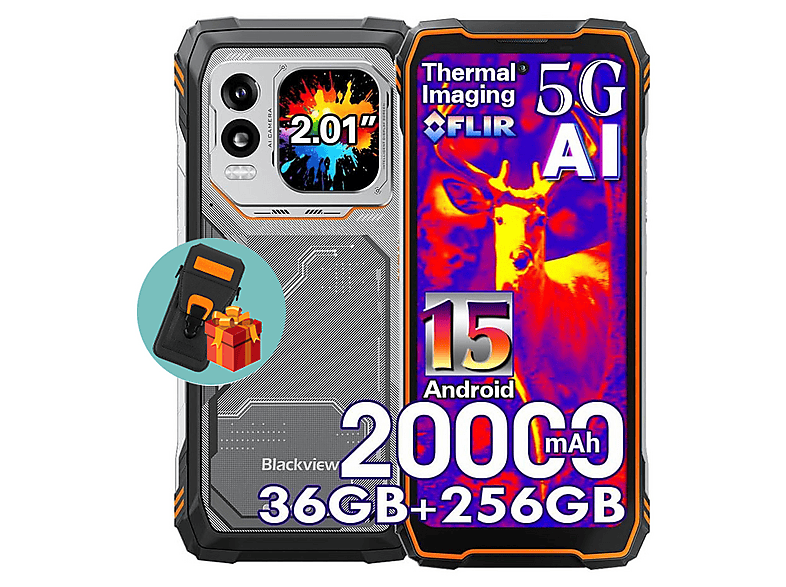 BLACKVIEW XPLORE 1 Pro 5G Mit Ledertasche 256 GB Orange Dual SIM