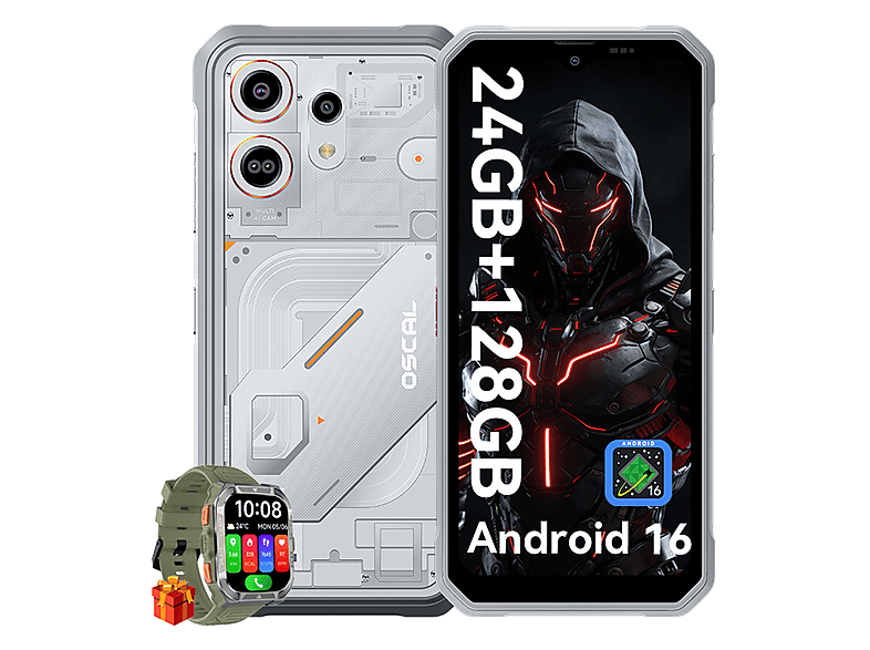 OSCAL MARINE 3 Mit Smartwatch 128 GB Weiß Dual SIM