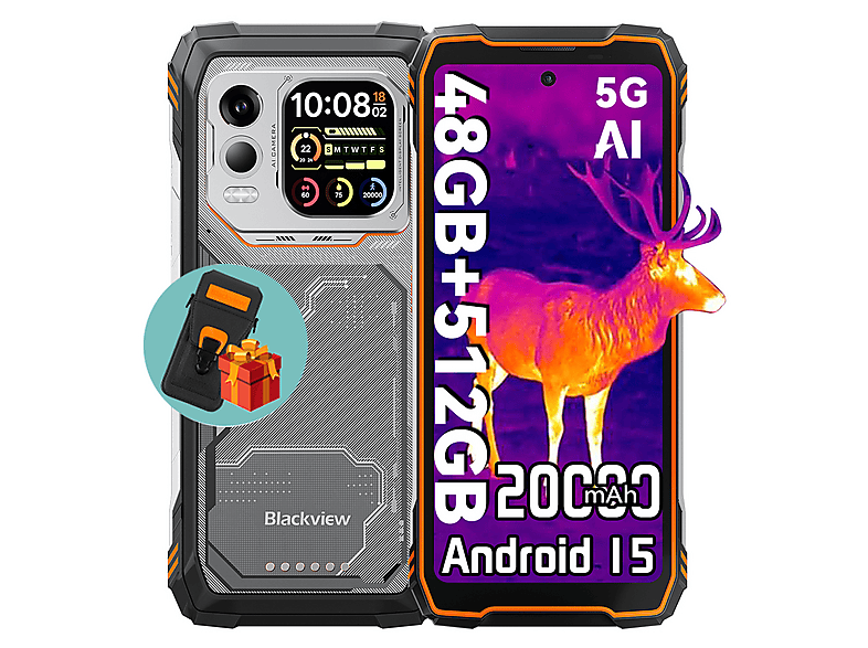 BLACKVIEW XPLORE 1 Pro 5G Mit Ledertasche 512 GB Orange Dual SIM