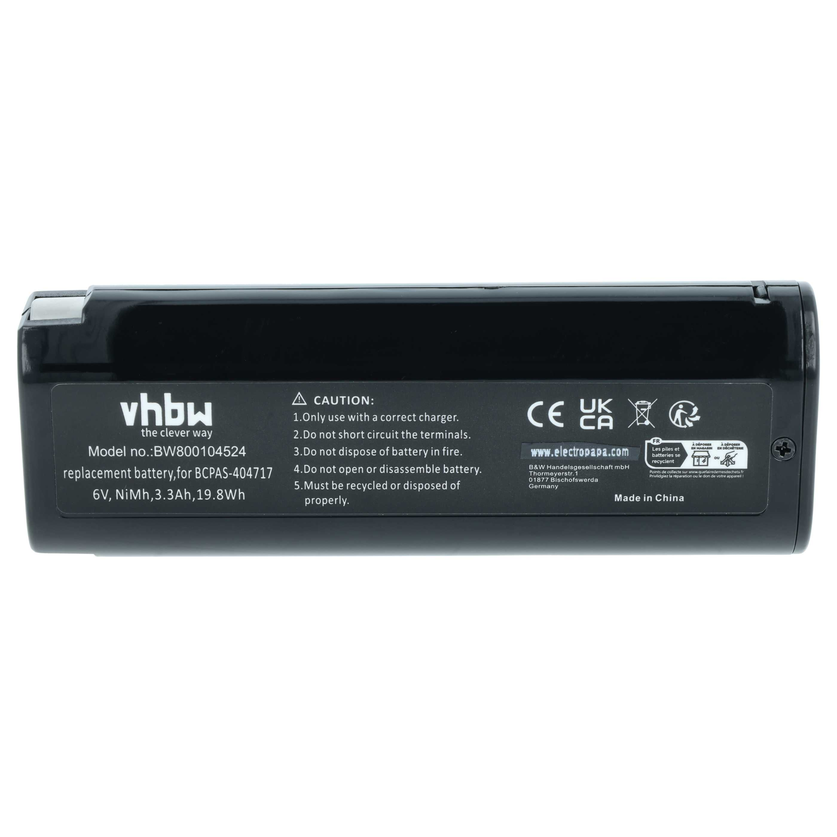 Schwarzer NiMH-Akku, 6V, 3.3Ah, 19.8Wh, Modell BW800104524.