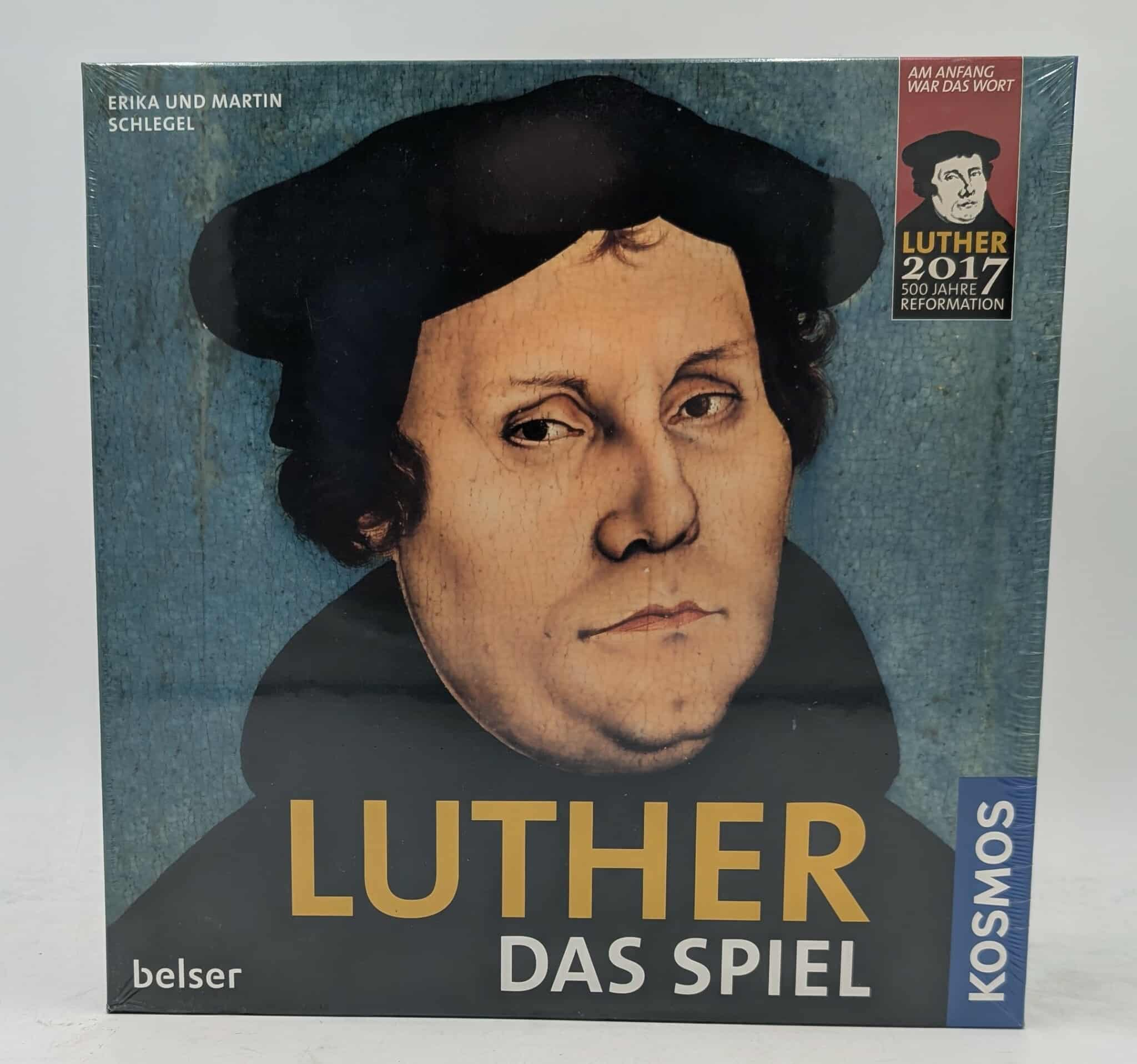 Spiel "Luther Das Spiel" mit Porträt von Martin Luther, Jubiläum 2017.