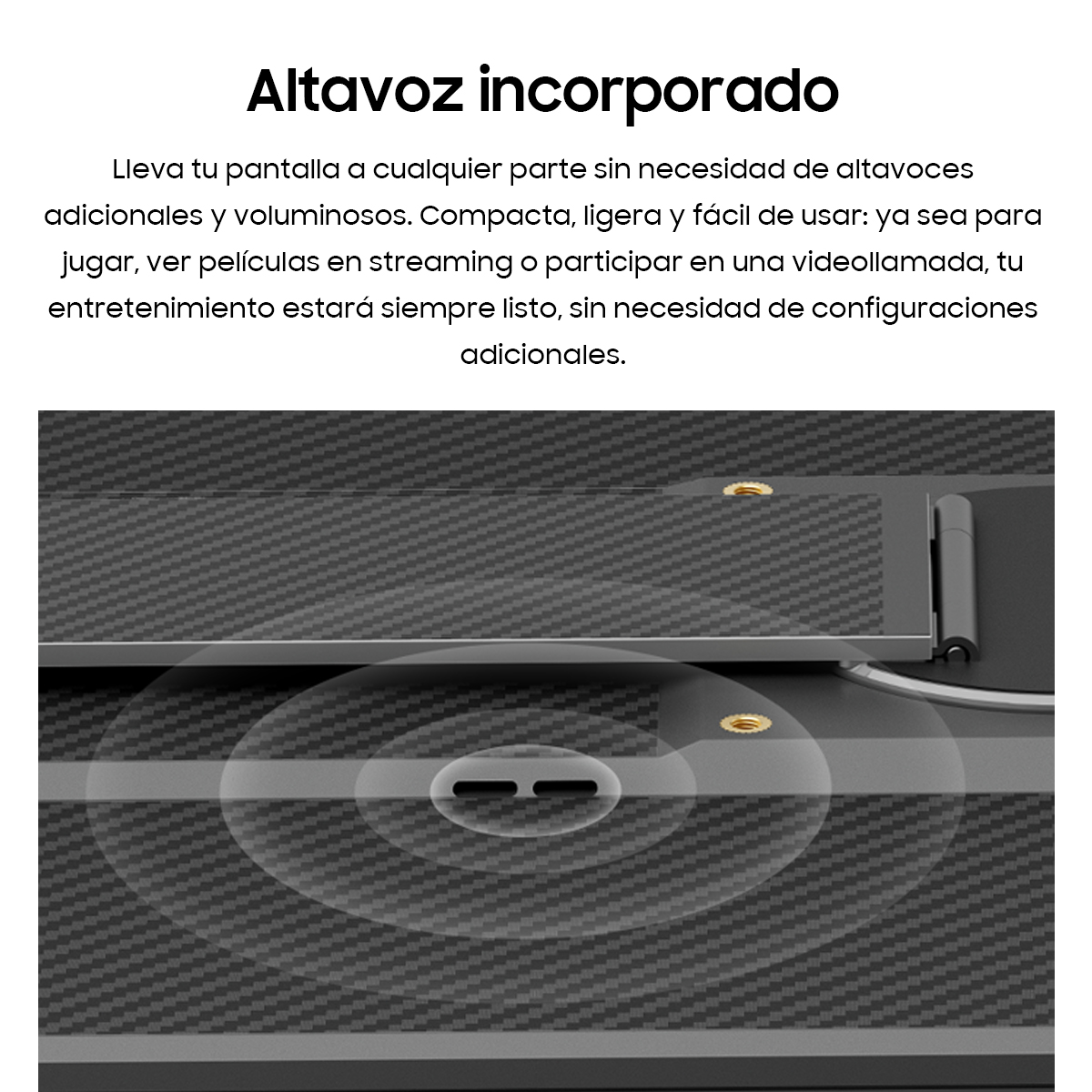 Primer plano de un altavoz integrado con ondas sonoras.