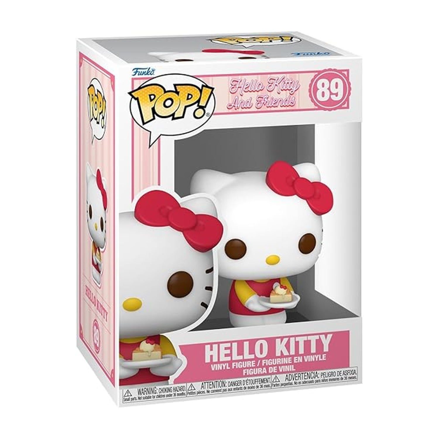 Hello Kitty Funko Pop Figur in OVP, hält ein kleines Kuchenstück.