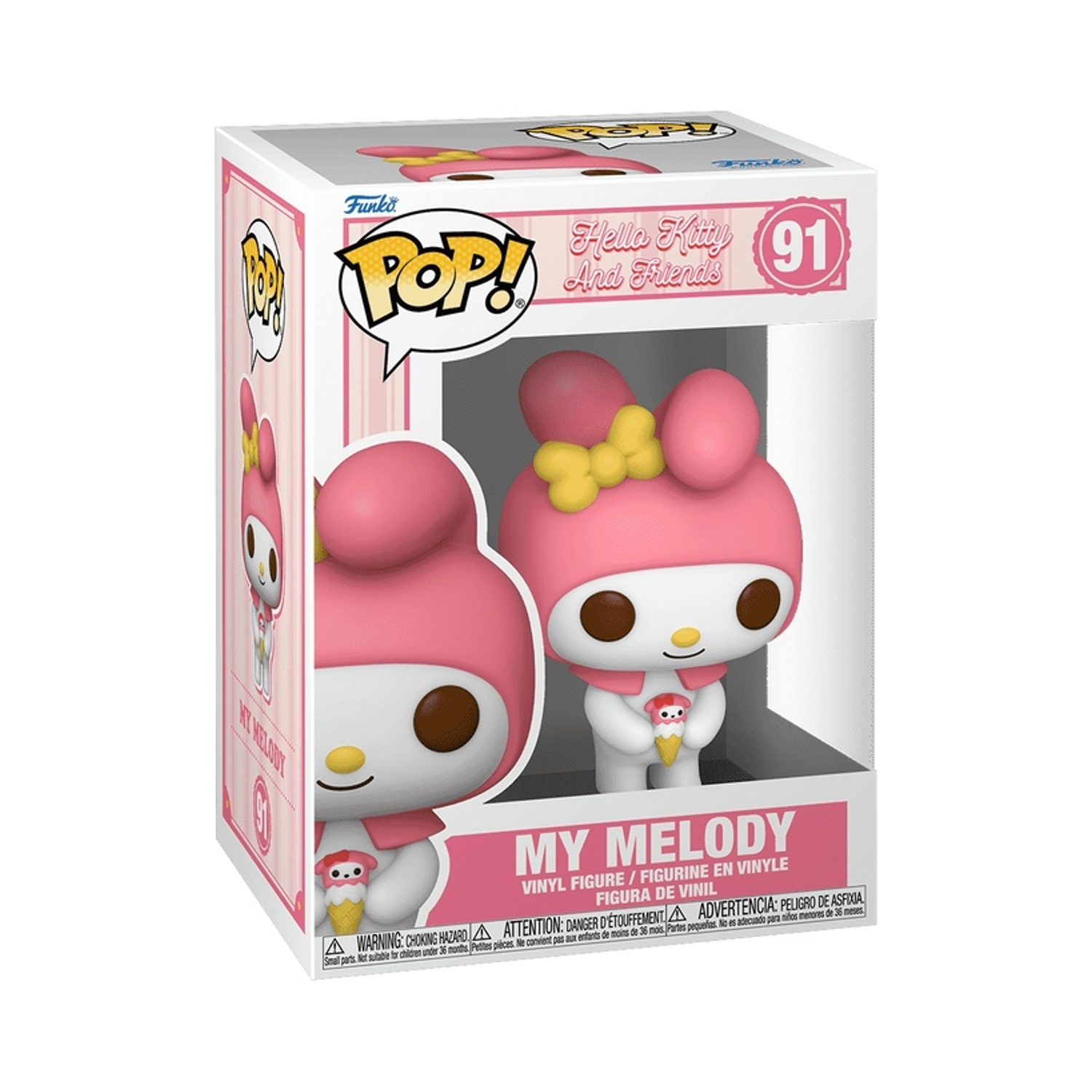 My Melody Funko Pop Vinylfigur in einer Schachtel, die eine Eistüte hält.
