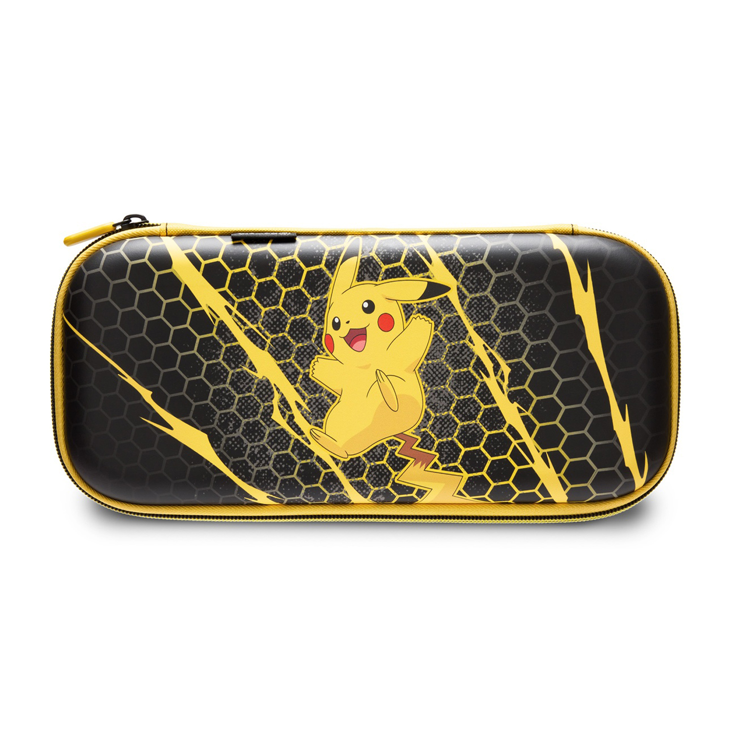 Czarna torba z Pikachu i żółtymi błyskawicami.