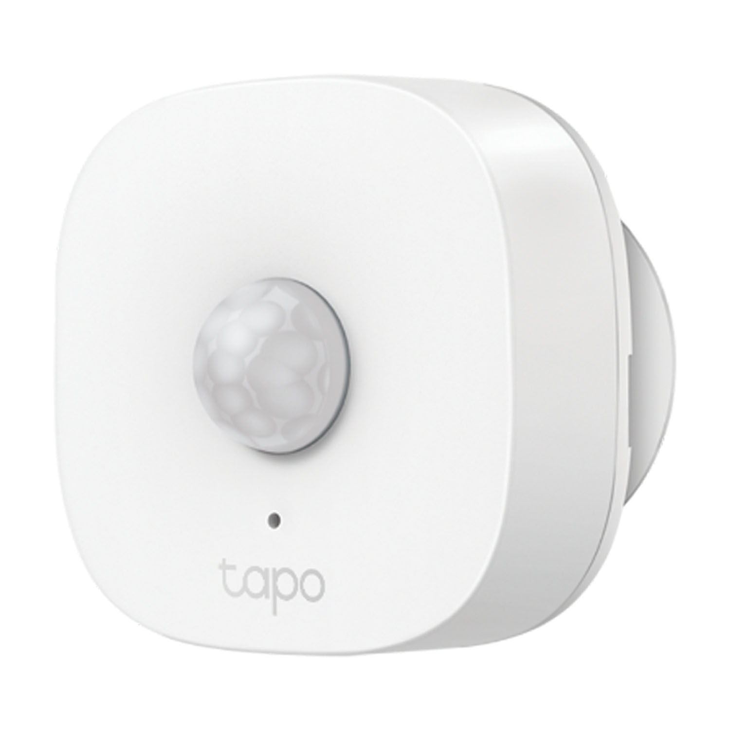 Un sensor de movimiento blanco Tapo con una lente en forma de cúpula al centro.