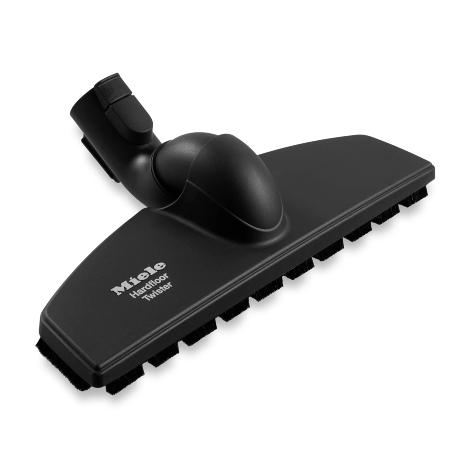 Czarna końcówka Miele Hardfloor Twister do twardych podłóg z włosiem.