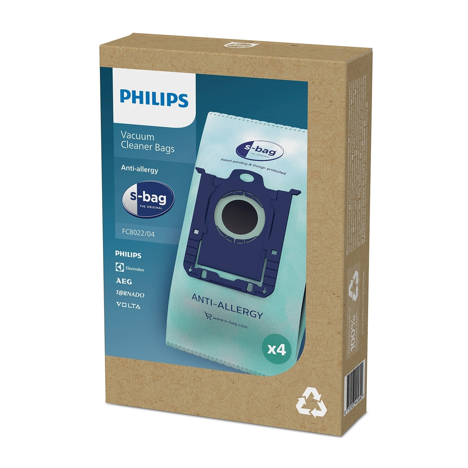 Eine Packung Philips Staubsaugerbeutel, Modell FC8022/04, Anti-Allergie.