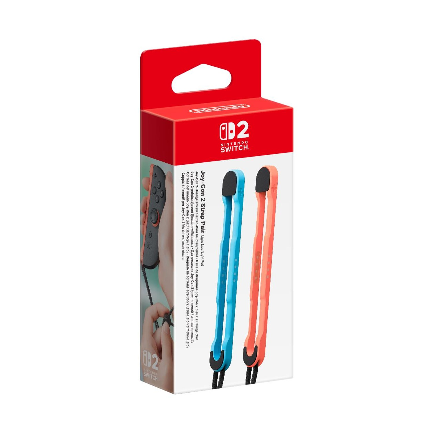 Coppia di laccetti Joy-Con 2 Nintendo Switch blu chiaro e rosso chiaro.