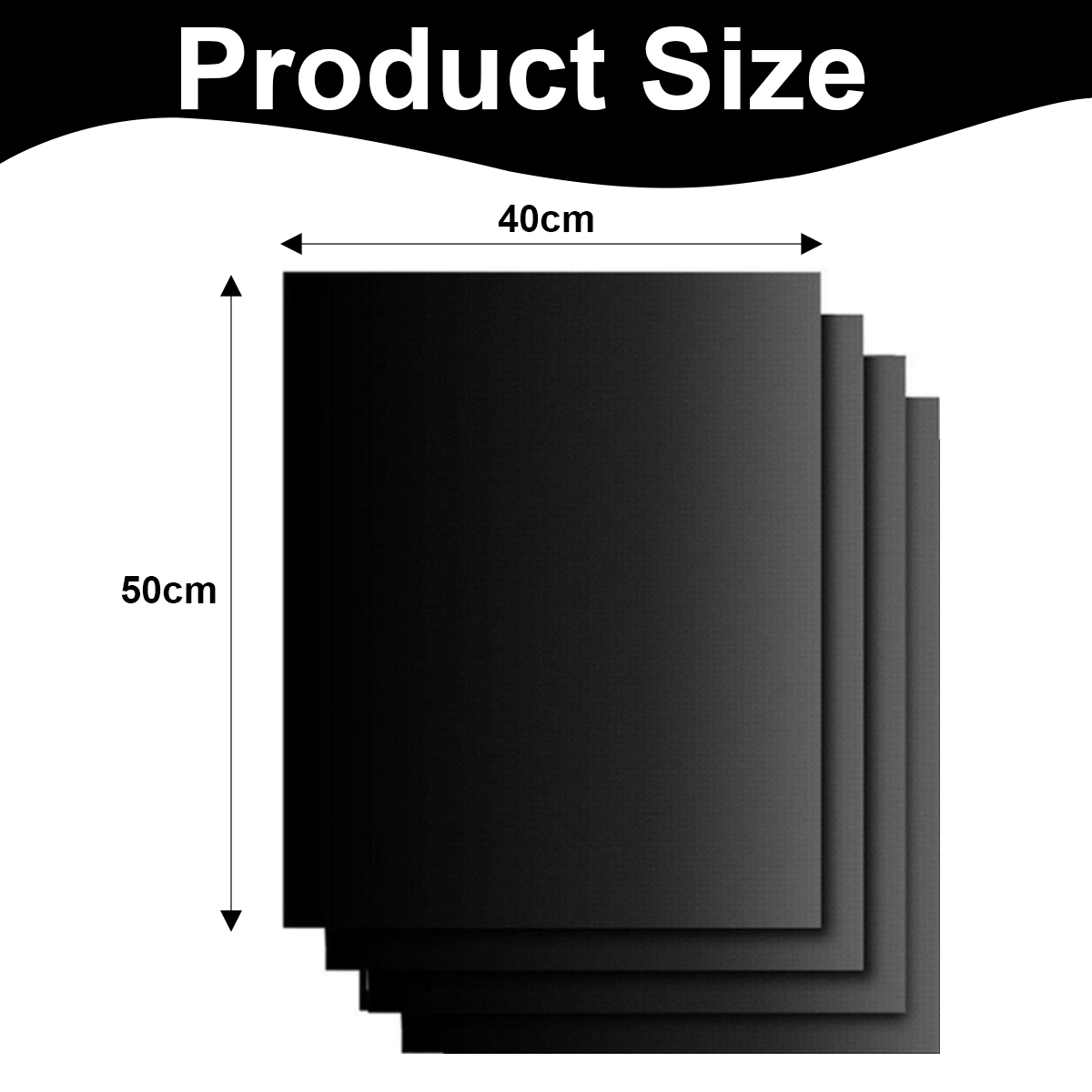 Produktgröße: Vier schwarze Quadrate, 40cm breit und 50cm hoch.