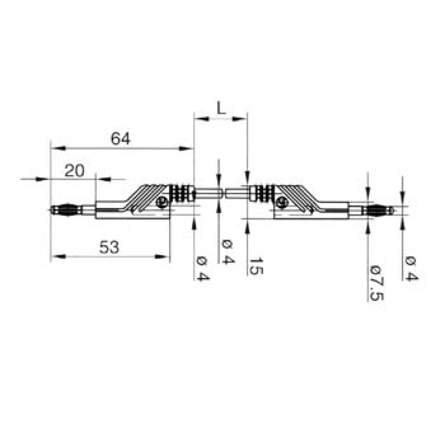 Technische Zeichnung einer mechanischen Komponente mit Maßen.
