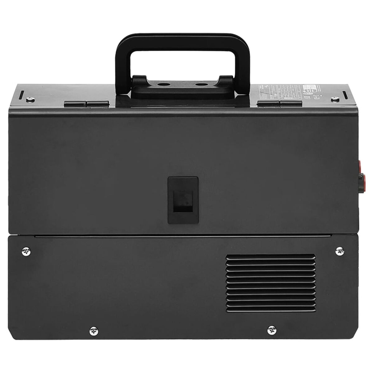 Dispositivo portatile nero con maniglia, interruttore e fessure di ventilazione.