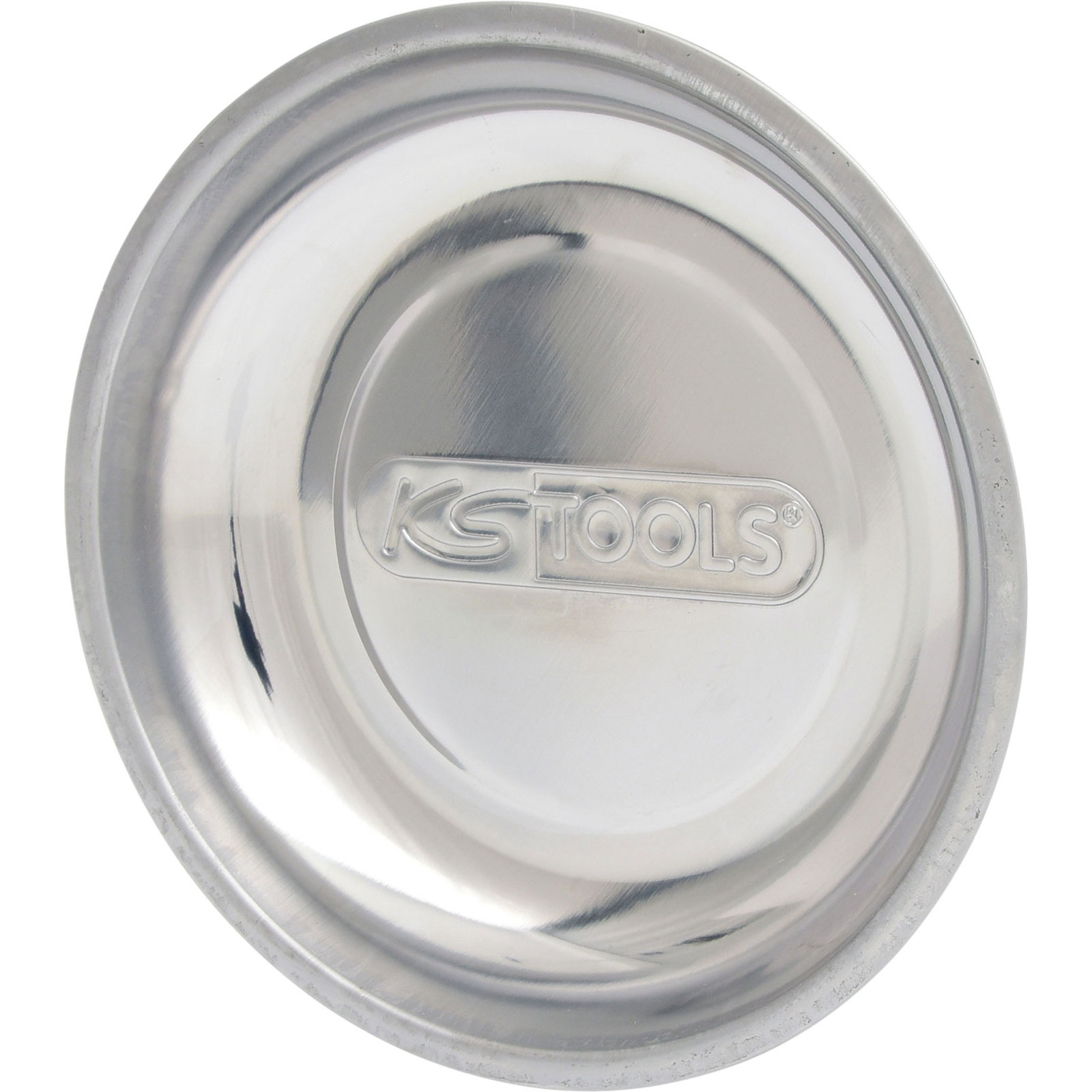 Un vassoio magnetico argentato con il logo KS TOOLS in rilievo.