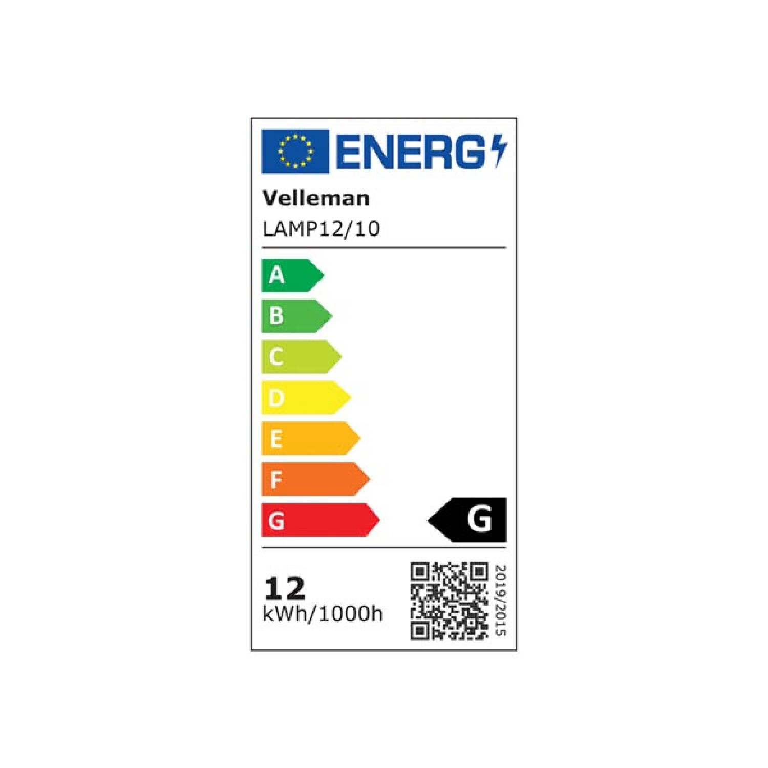 Energielabel für Velleman LAMP12/10, Energieeffizienzklasse G.