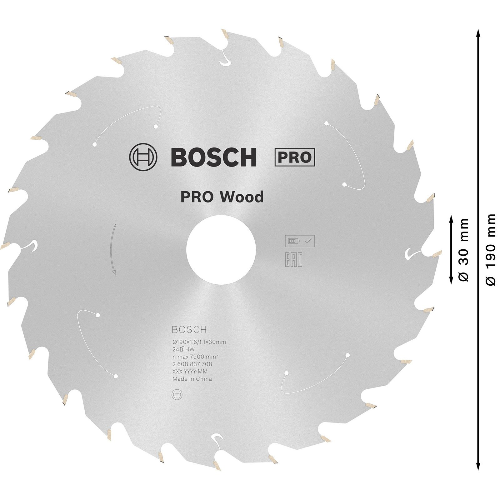 Lama sega circolare Bosch, diametro 190mm, per legno.