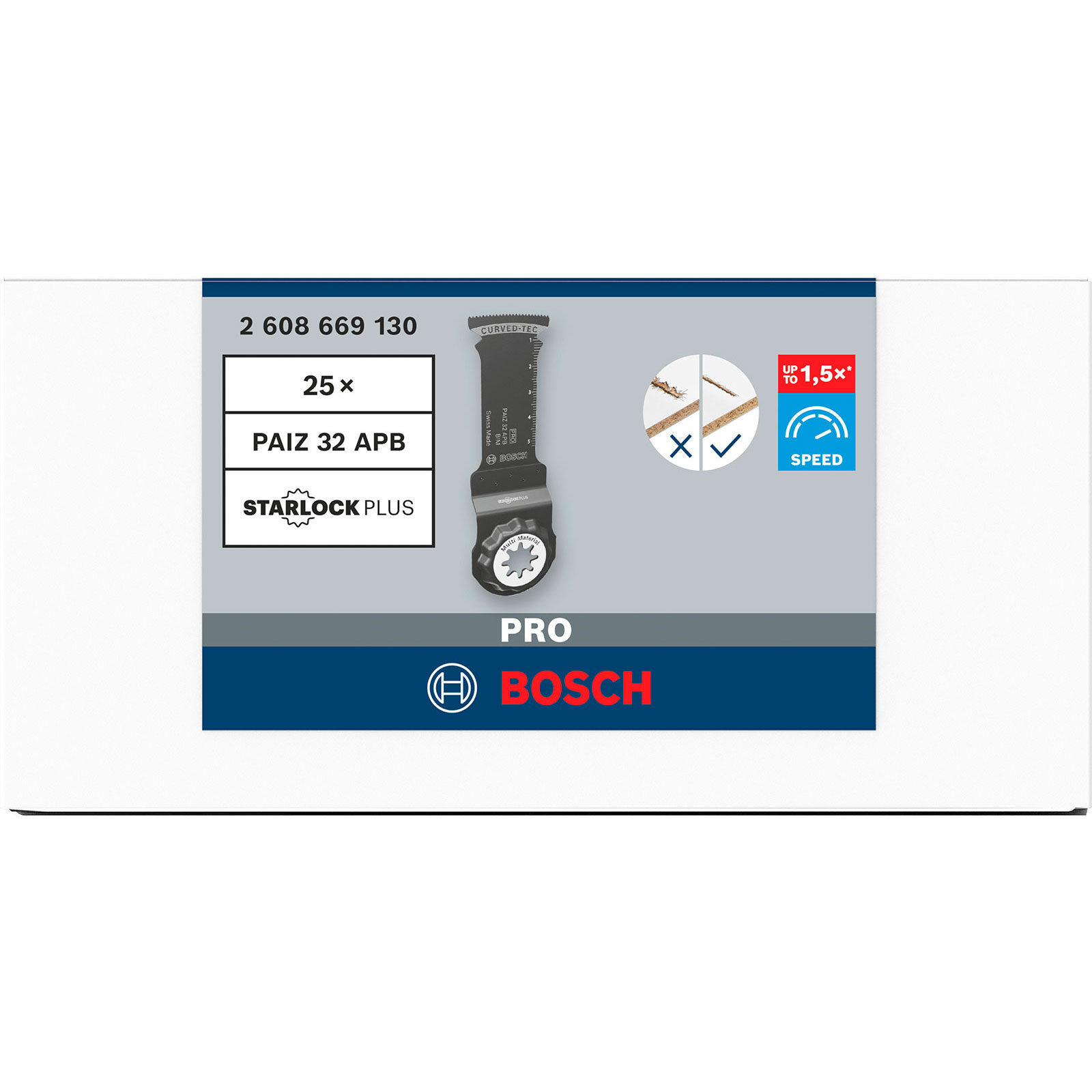 Bosch Sägeblatt mit "25x PAIZ 32 APB" und "STARLOCK PLUS" Aufschrift.