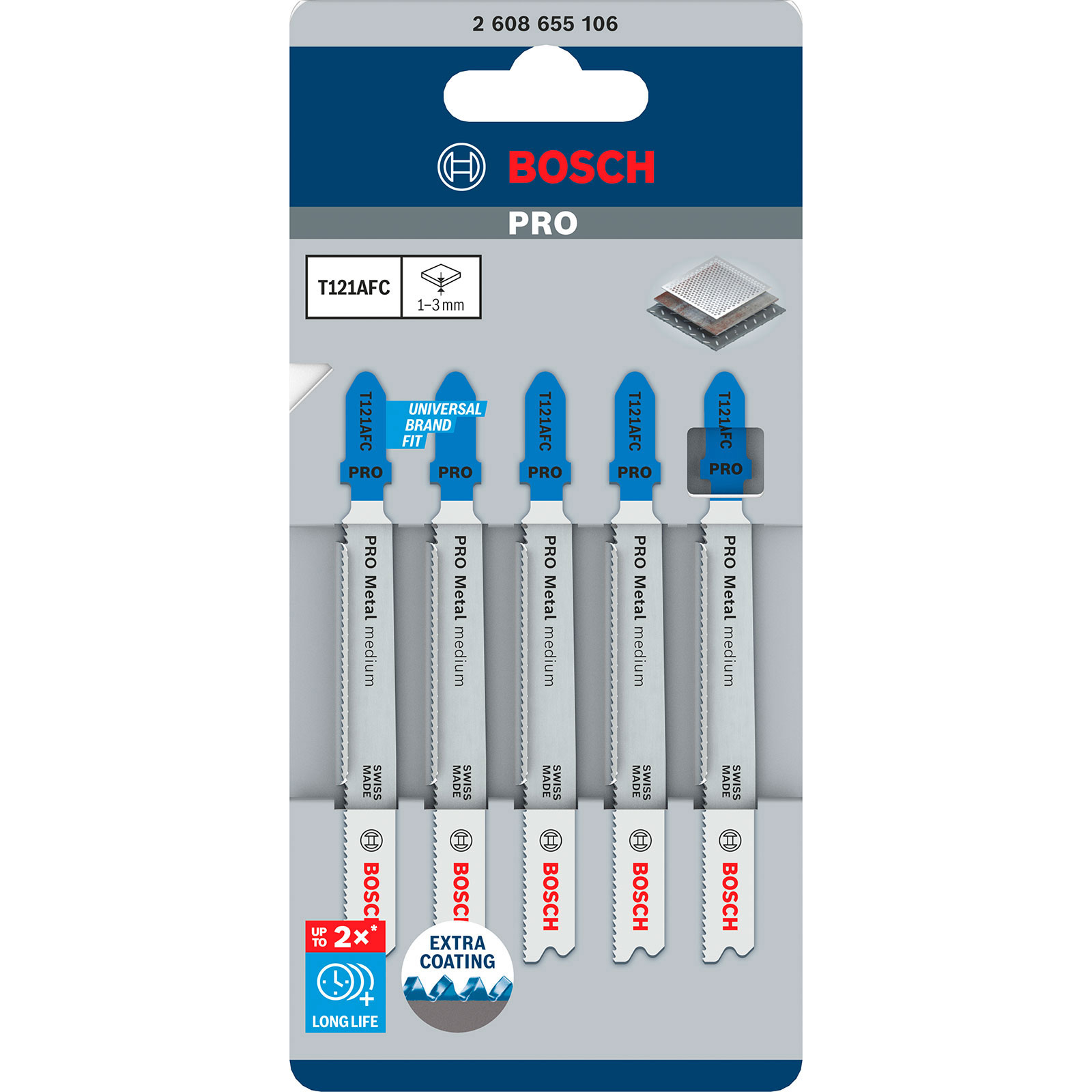 Lame per seghetto alternativo Bosch T121AFC per metallo, confezione da 5.