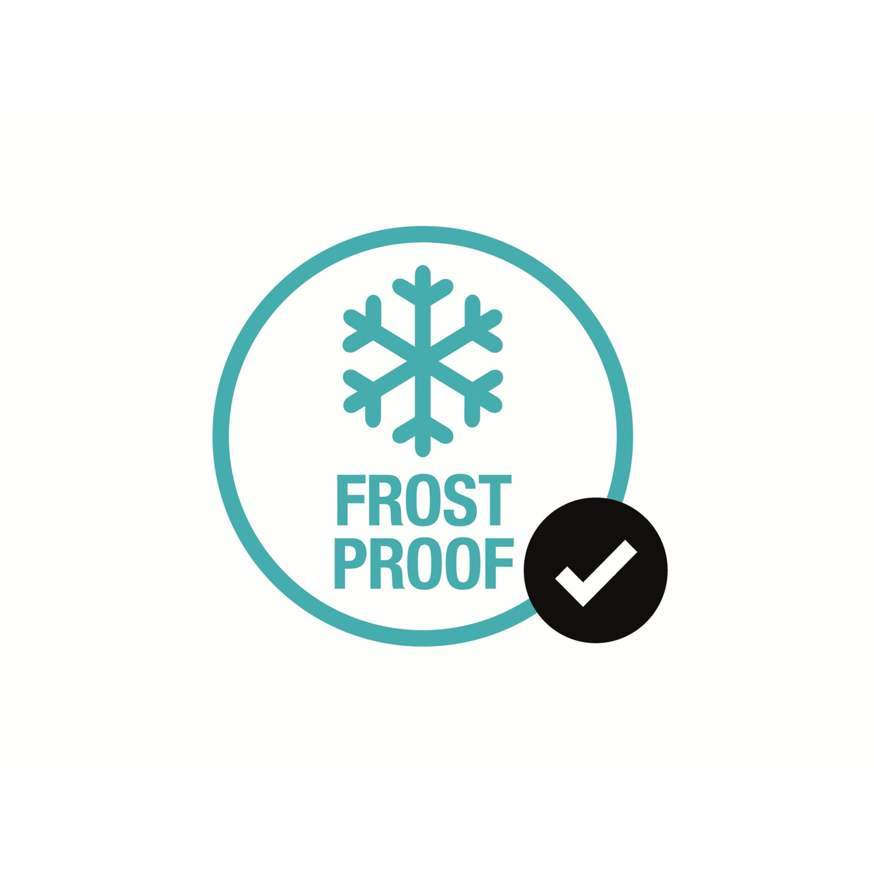 Frostsicheres Symbol mit Schneeflocke und Häkchen.