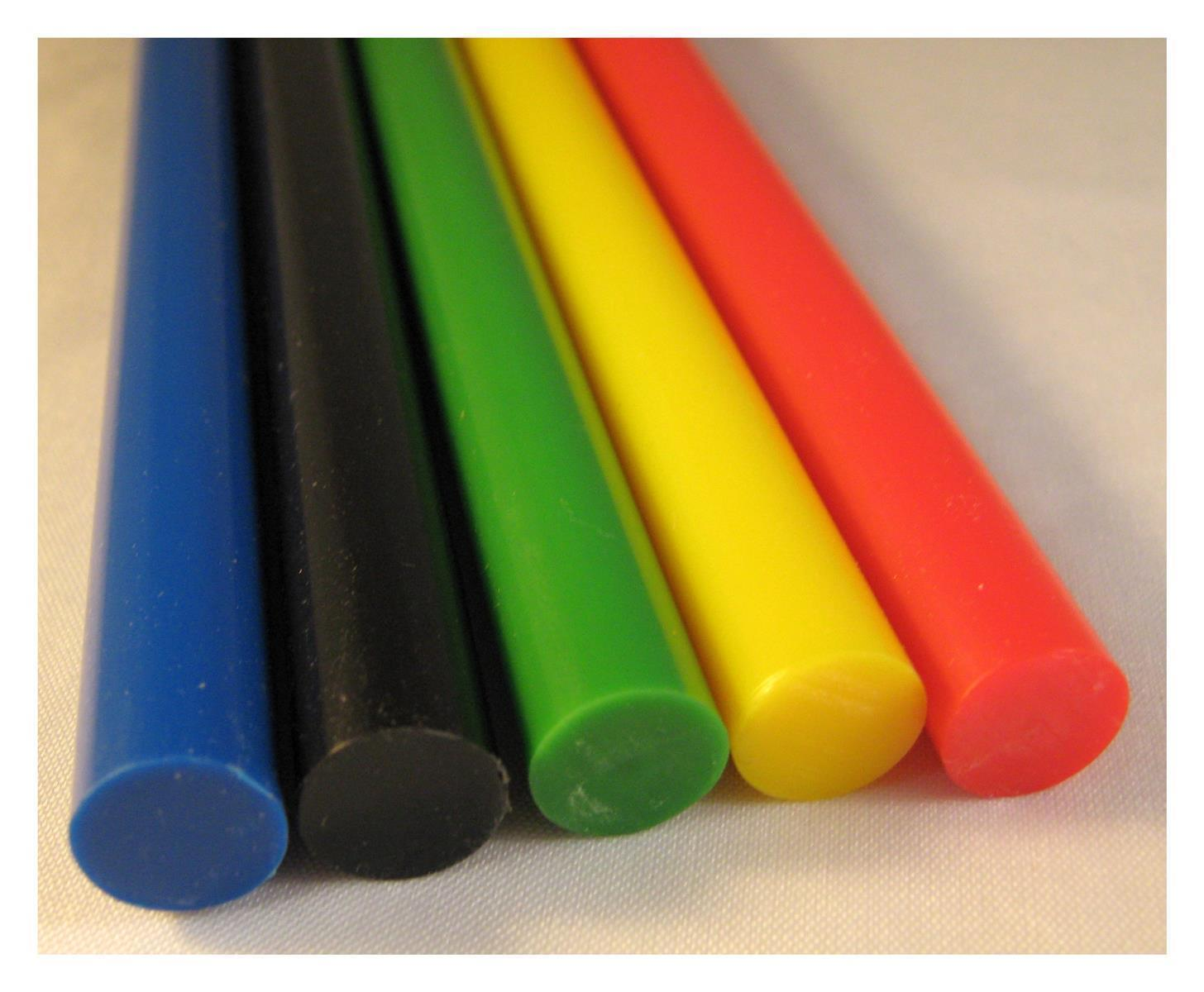 Fünf bunte Stäbe: blau, schwarz, grün, gelb und rot, auf weißem Grund.