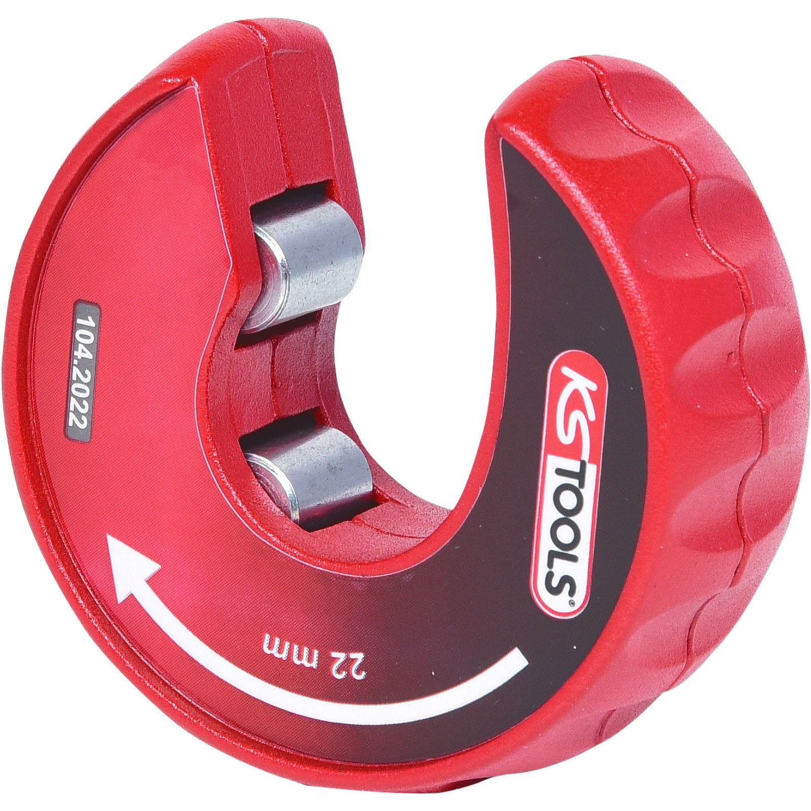 Tagliatubi rosso con due rulli metallici e marchio KS TOOLS.