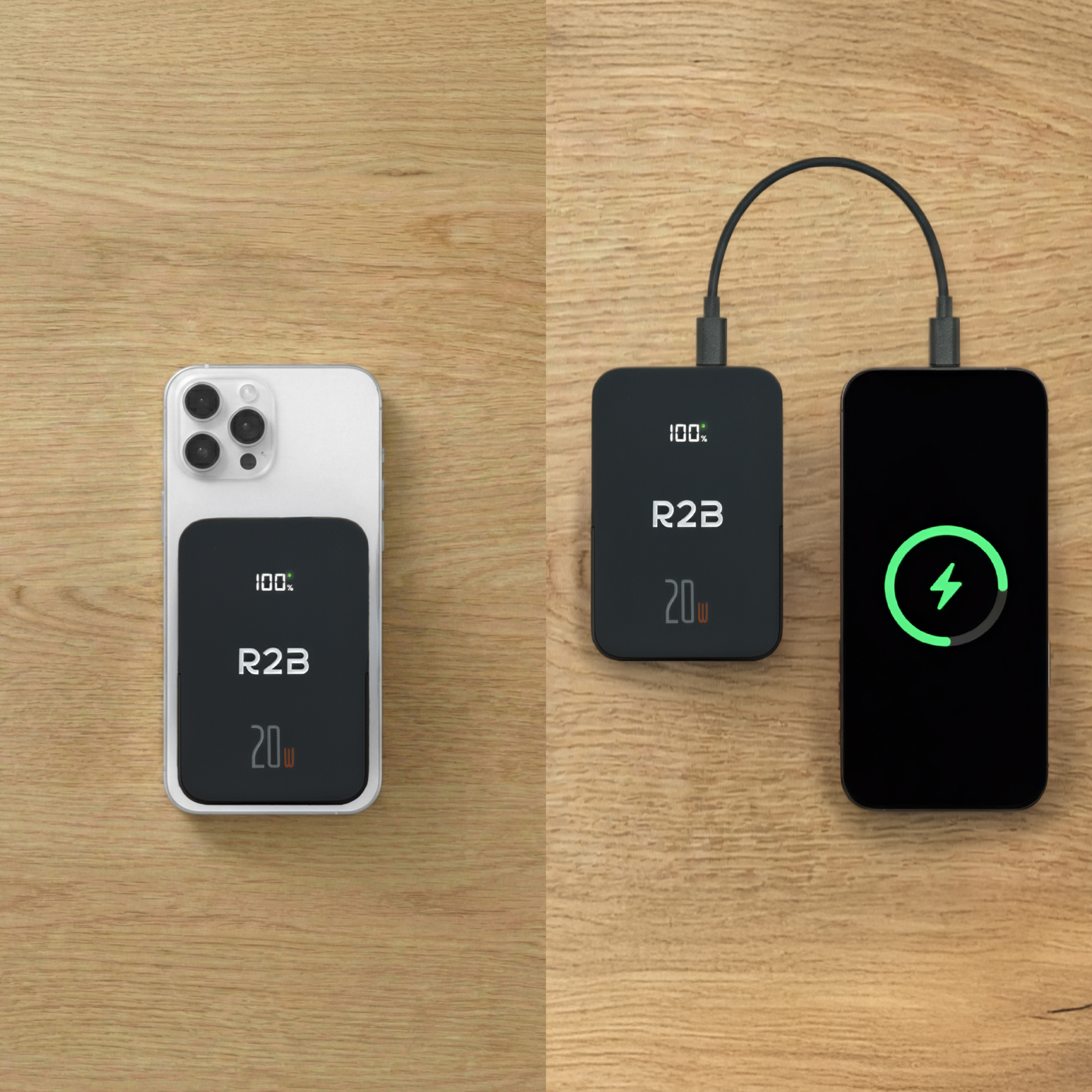 Een witte iPhone links, een zwarte rechts.