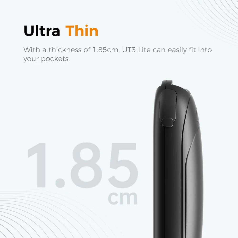 Czarne urządzenie, grubość 1,85 cm, na białym tle z tekstem.