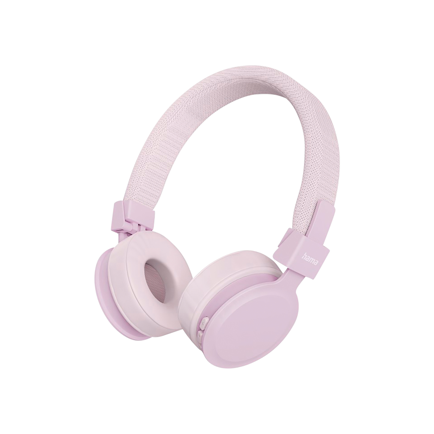 Różowe słuchawki Hama z wyściełanym pałąkiem i nausznikami.