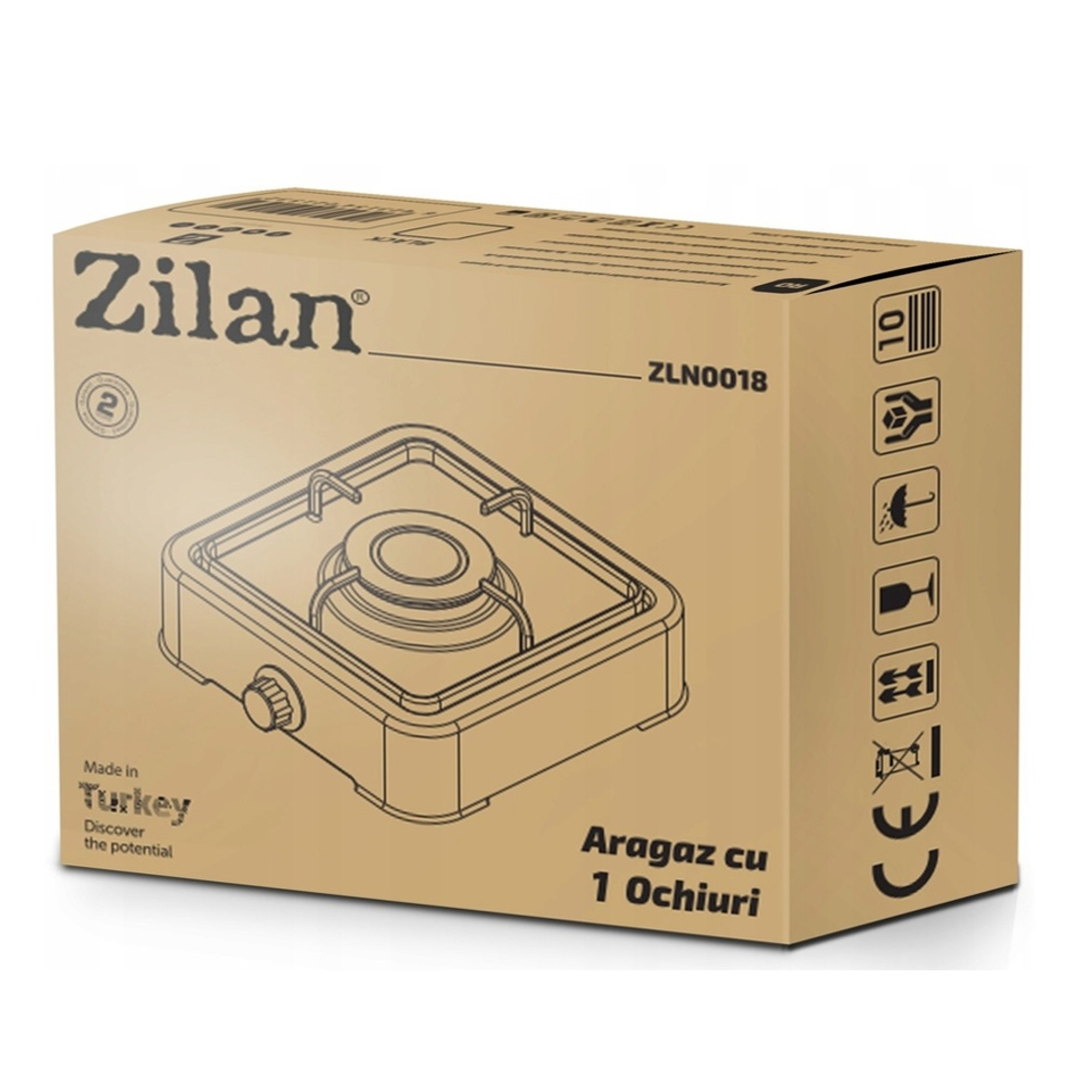 Pudełko kartonowe na jednopalnikową kuchenkę gazową Zilan.