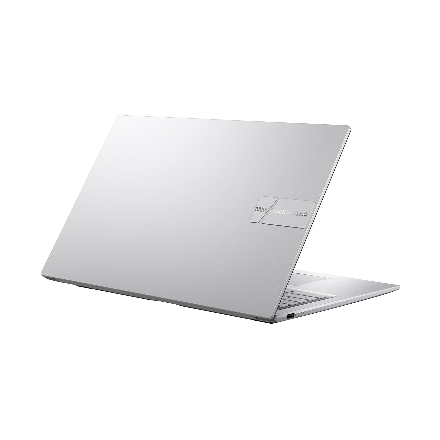 Un laptop argento con il logo ASUS Vivobook sul coperchio.