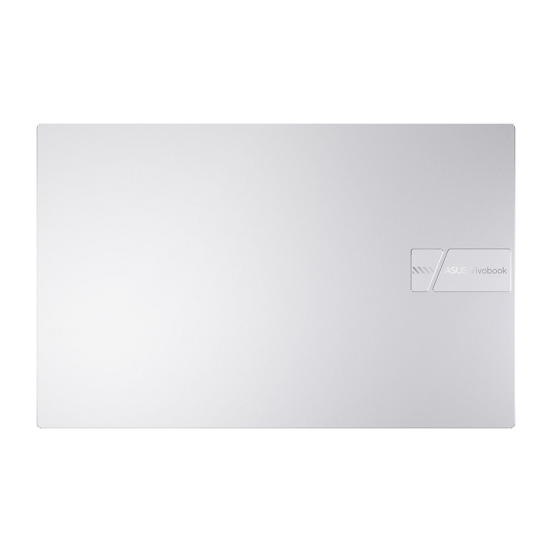 Coperchio di un laptop argentato con logo ASUS Vivobook.